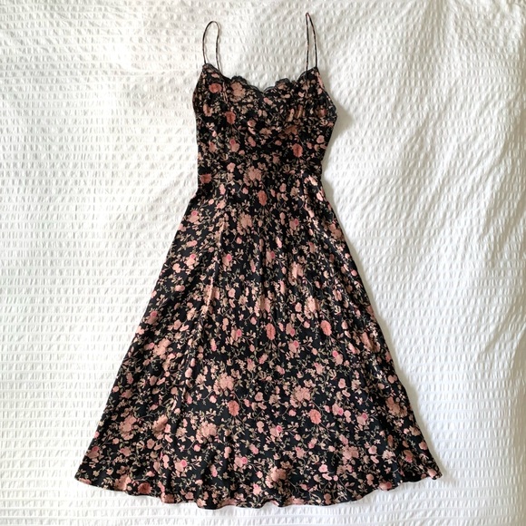 VTG 90s Y2K Betsy Johnson Silk Slip Dress Black Floral XS - Picture 12 of 15